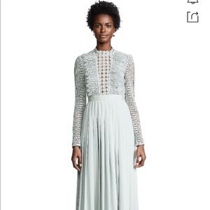 NWT Self Portrait Grey Blue Spiral Lace Maxi Dress